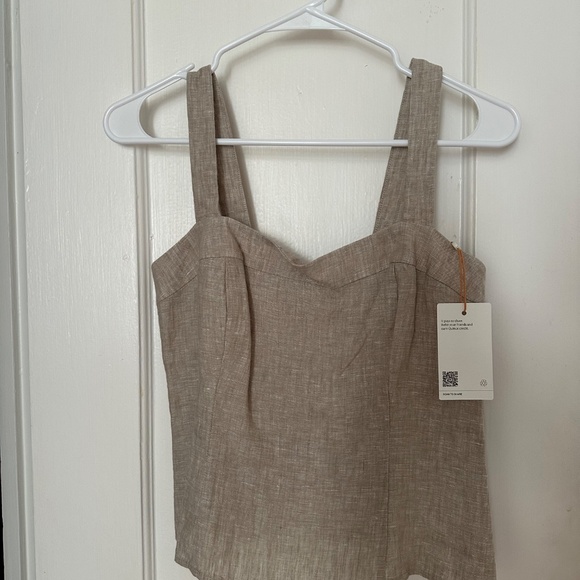 NWT Quince 100% European Linen Fitted Tank | Size S | Color Flax - Picture 5 of 8